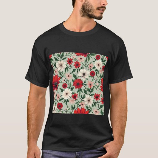 T-shirt un motif fleuri aux couleurs vives (Devant)