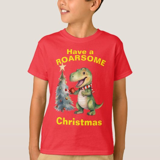 T-shirt Un Noël grandiose, un tee-shirt Dinasaur pour enfa (Devant)