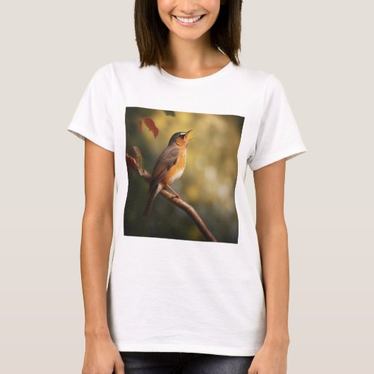 T-shirt Un oiseau qui chante le matin (Devant)