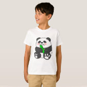 T-shirt Un Panda Bébé Mignonne Mangeant Stalk Bambou (Devant entier)