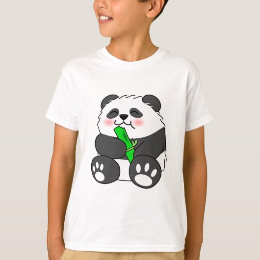 T-shirt Un Panda Bébé Mignonne Mangeant Stalk Bambou (Devant)