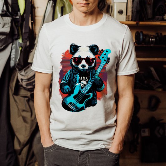 T-shirt Un panda jouant de la guitare