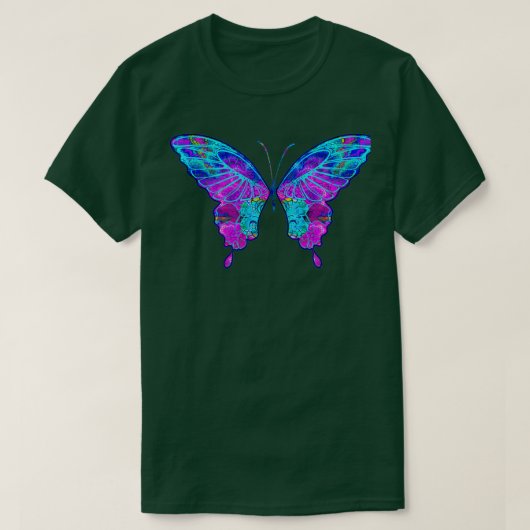 T-shirt Un Papillon Fractal Psychédélique Coloré (Design devant)