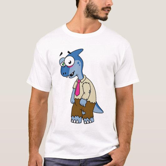 T-shirt Un Parasaurolophus Caricaturé En Zombie. (Devant)