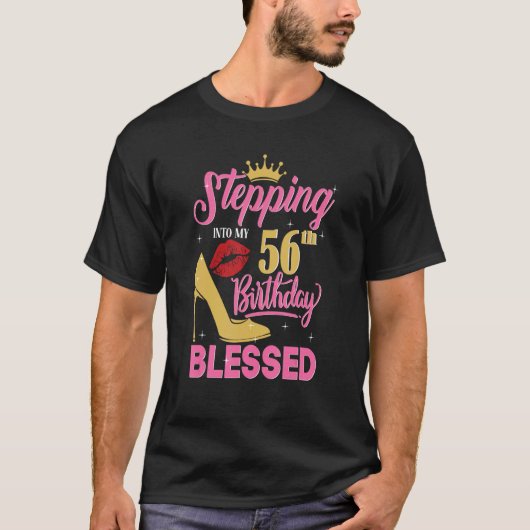 T-shirt Un pas vers mes 56e anniversaire bienheureuses fem (Devant)