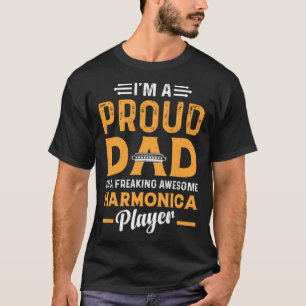 T-shirt Un Père Fier D'Un Fou Génial Joueur De L'Harmonica