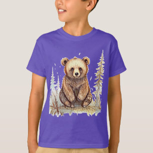 T-shirt Un petit ours mignon - Design artistique d'illustr