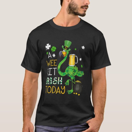 T-shirt Un peu d'irlandais aujourd'hui Flamant rose vert B (Devant)