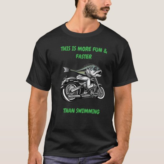 T-shirt Un poisson en moto (Devant)