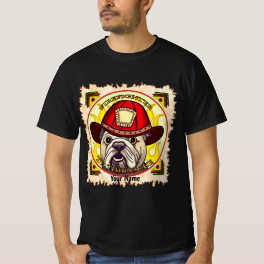 T-shirt Un pompier Bulldog (Devant)