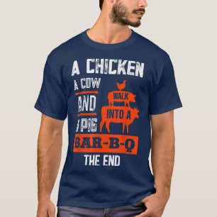 T-shirt Un Poulet Un Cochon Et Une Vache Marcher Dans Un B