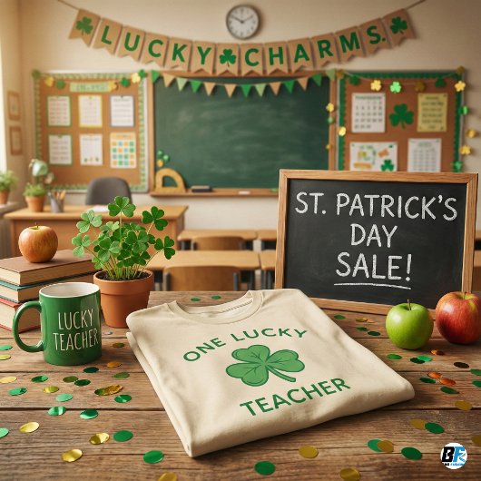 T-shirt Un professeur chanceux Saint-Patrick Shamrock Vert