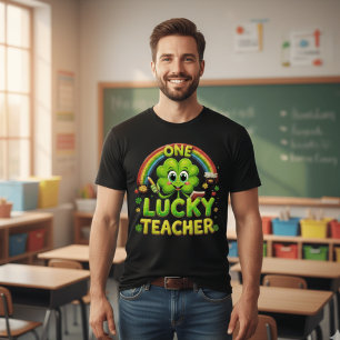 T-shirt Un professeur chanceux Saint-Patrick Trèfle Arc-en