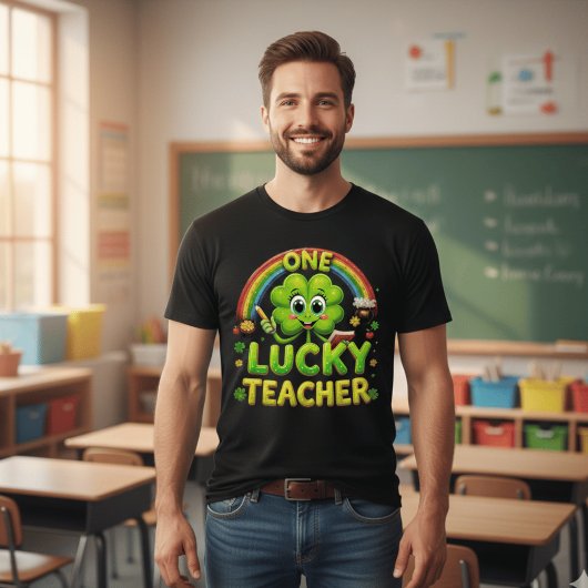 T-shirt Un professeur chanceux Saint-Patrick Trèfle Arc-en