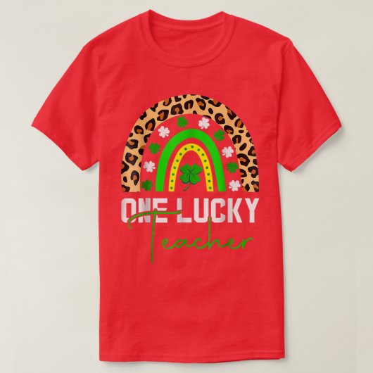 T-shirt Un professeur de Kinder chanceux Rainbow Leopard S (Design devant)