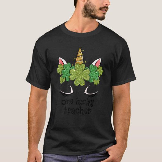 T-shirt Un Professeur Lucky Cute Unicorn Face St patrick D (Devant)