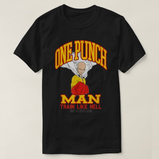 T-shirt Un Punch Homme Saitama Train Comme L'Enfer (Design devant)