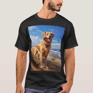 T-shirt Un récupérateur d'or sur la plage