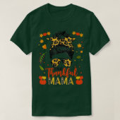 T-shirt Un Remerciant Mama Leopard Messy Bun Thanksg Autom (Design devant)