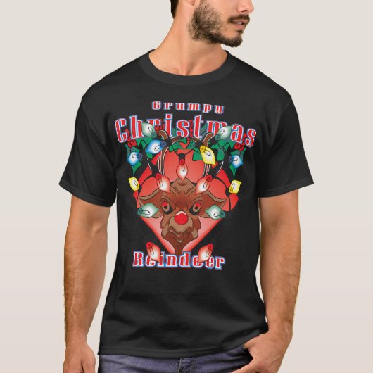 T-shirt Un renne de Noël grincheux (Devant)