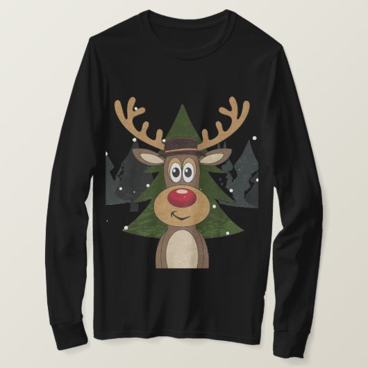T-shirt Un renne festif dans un pays d'hiver (Design devant)