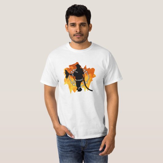 T-shirt Un sapeur-pompier en flammes (Devant entier)