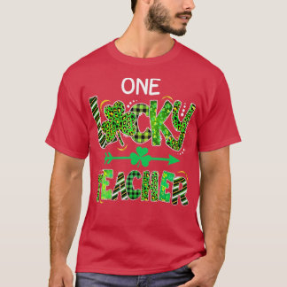 T-shirt Un Shamrock enseignant chanceux Leopard Plaid St