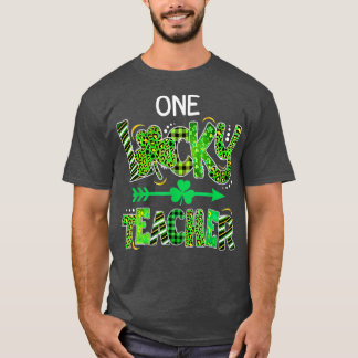 T-shirt Un Shamrock enseignant chanceux Leopard Plaid St