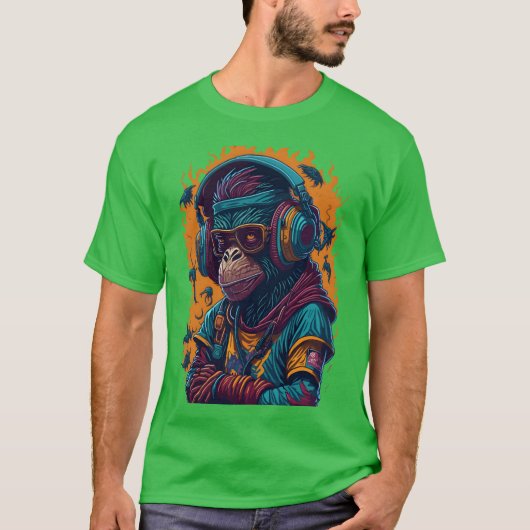 T-shirt Un singe rappeur rétro (Devant)