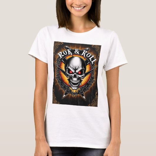 T-shirt Un "Skull" Rock And Roll Band (Devant)