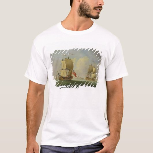 T-shirt Un sloop anglais et une frégate dans une brise (Devant)