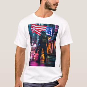 T-shirt un soldat futuriste drapeau américain photo de l'h