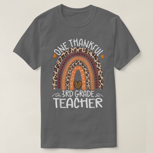 T-shirt Un Thankem Enseignant de 3e année Leopard Rainbow (Design devant)