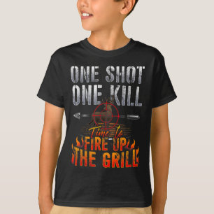 T-shirt Un Tir Un Tuer Incendie Grill Deer Chasse