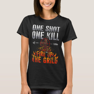 T-shirt Un Tir Un Tuer Incendie Grill Deer Chasse