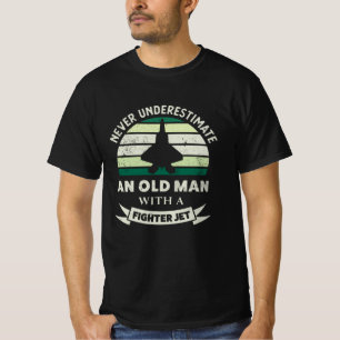T-shirt Un vieil homme avec un avion de chasse Drôle Drôle