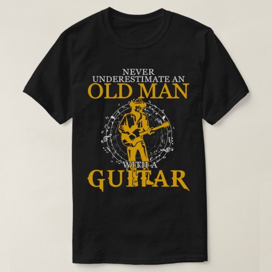 T-shirt Un vieil homme avec une guitare donne des cadeaux (Design devant)
