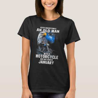 T-shirt Un Vieux Homme Avec Une Moto Né En Janvier