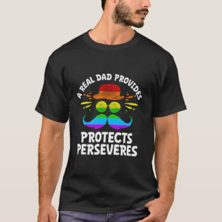 T-shirt Un vrai papa fournit protège persévère Q positif
