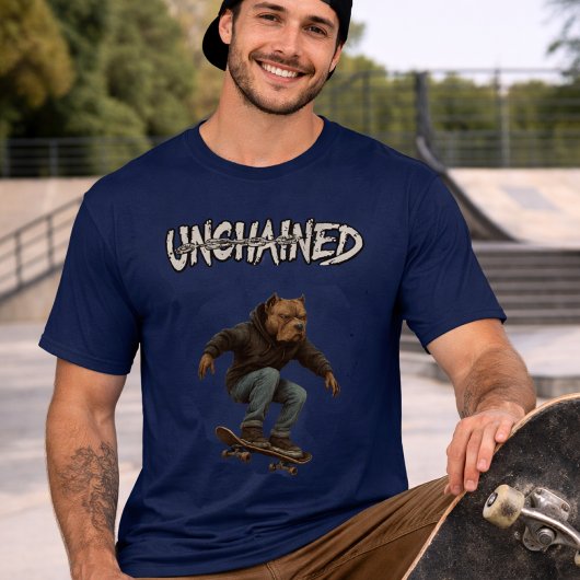 T-shirt Unchained Skater Pitbull - Skateboarding Graphic