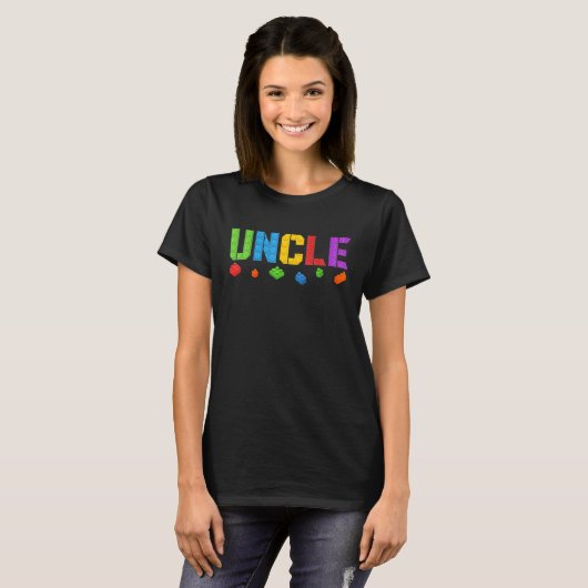 T-shirt Uncle Blocks Master Builder Brick Builder Birthda (Devant entier)