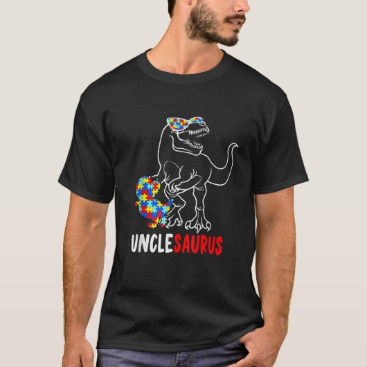 T-shirt Unclesaurus Dinosaur T Rex Uncle Saurus Autisme Aw (Devant)