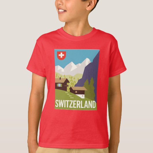 T-shirt Une affiche de voyage de la Suisse (Devant)