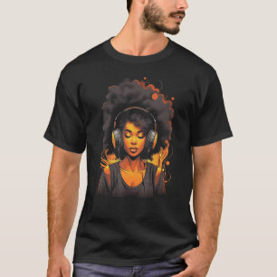 T-shirt Une Africaine Américaine Fille Noire Avec Casque