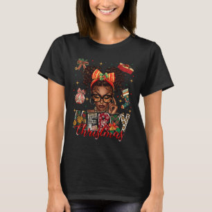 T-shirt Une Africaine Américaine Noire Joyeuse Pajam Noël