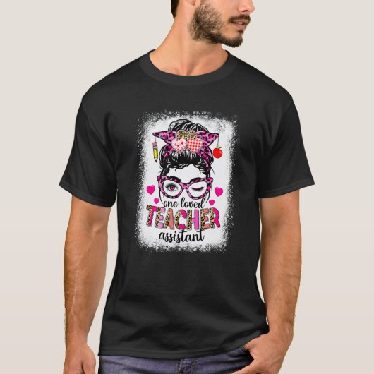 T-shirt Une assistante d'enseignante aimée Bun léopard Val (Devant)
