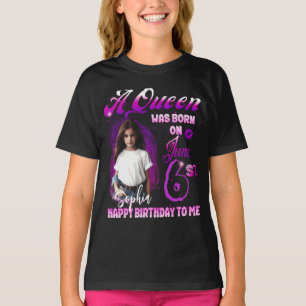 T-shirt Une Aueen est née en juin Anniversaire Fille