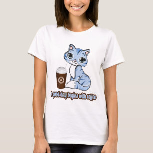 T-shirt Une Bonne Journée Commence Avec Du Café Chats Et