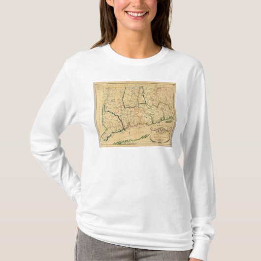 T-shirt Une carte correcte du Connecticut (Devant)