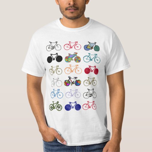 T-shirt une composition de bicyclettes colorées (Devant)
